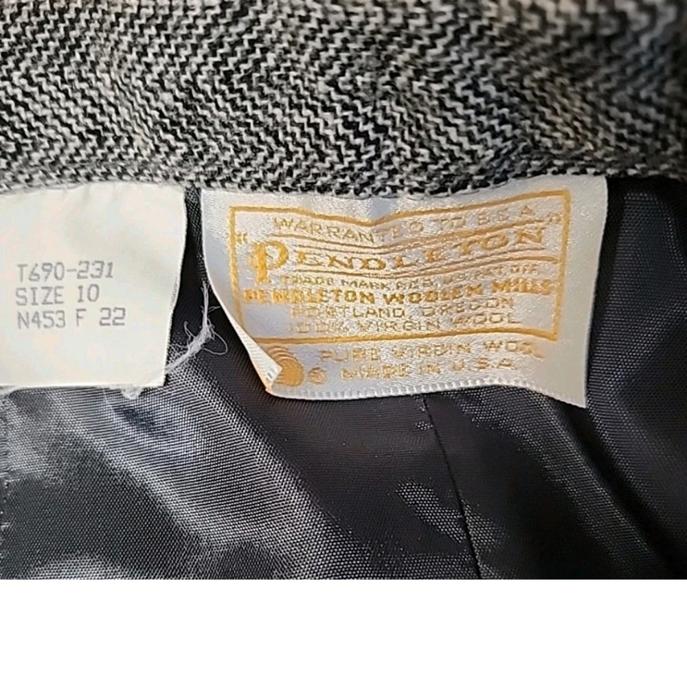 Vtg Pendleton Womens USA Made Virgin Wool Suit Skirt And Blazer S-10 Herringbone - Picture 11 of 15